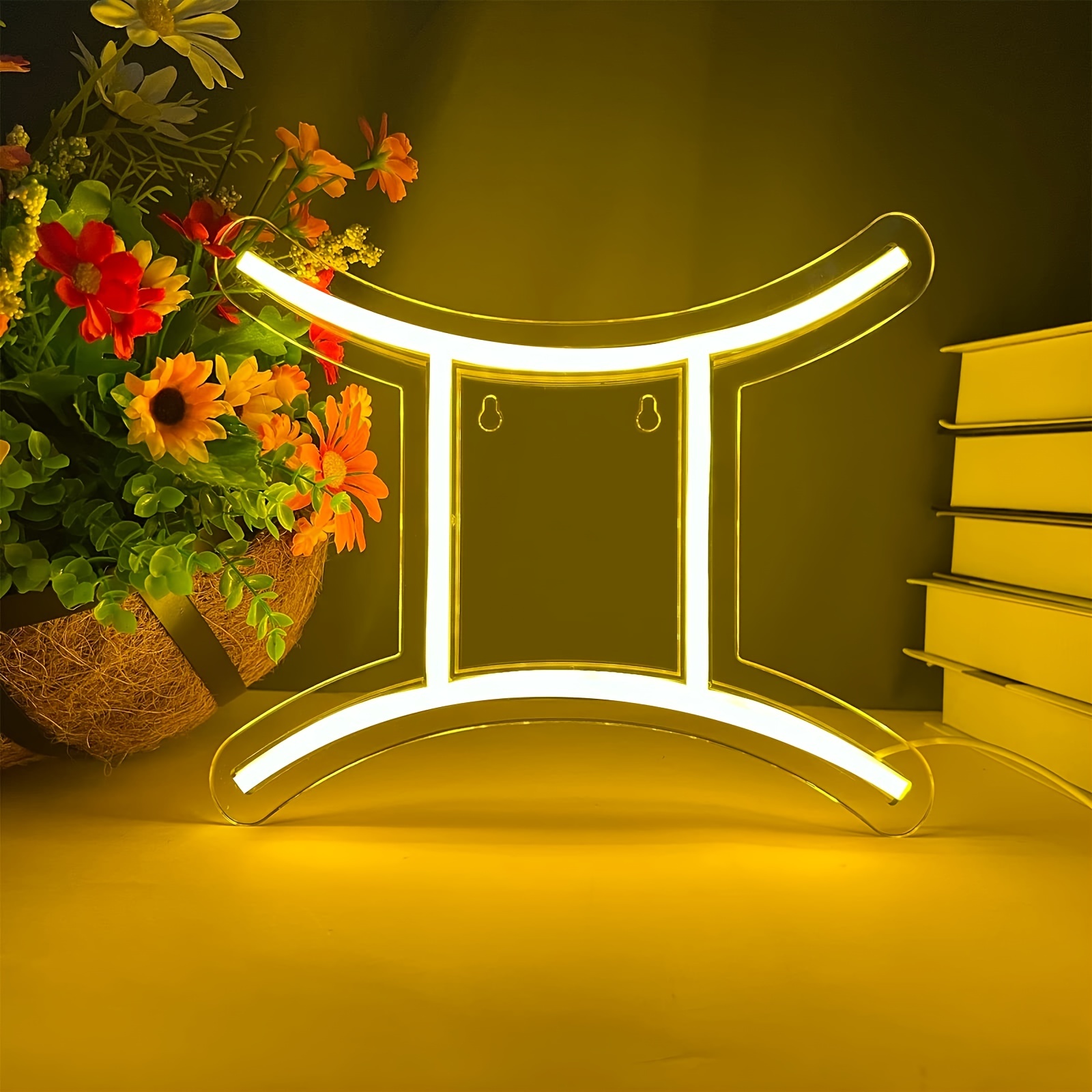 1 pc The Gemini LED Neon Sign, Astrology Horoscope Ambiance Wall Decoration Neon Sign for Home, Party, Living Room, Bar, Club, Game Room, as Birthday, Holiday Gift, Bedroom and Home Wall Decoration, USB Powered Illuminated Sign Hanging Unit, 5V USB Power Supply