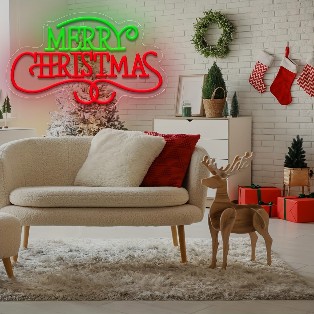 1 pc Merry Christmas LED Neon Sign, Personalised Gifts, Christmas Wall Decoration Lights, Great for Christmas Parties, Bedrooms, Hotels, Cafes, Entertainment Rooms, Shops, Living Room Wall Decorations, Wall Mounted LED Lights, 5V USB Power Supply - 图片 2