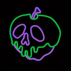 1 pc Halloween Apple Neon Signs Skull Apple LED Neon Wall Decorations, Dimmable LED Halloween Skull Decorative Lights for Halloween Parties, Bedrooms, Bars, Shops, Rooms, Clubs Wall Decorations, 5 V USB Power Supply