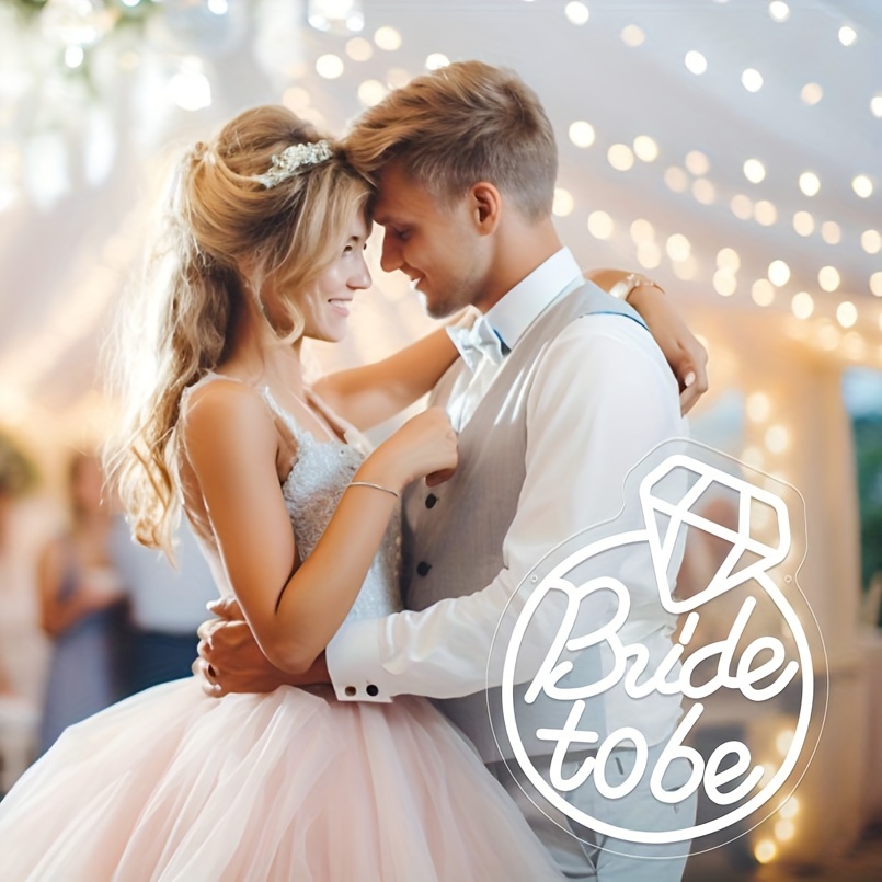 1 pc Diamond Shape Bride to Be LED Neon Sign, Wall Decoration Neon Sign for Wedding, Party, Family, Valentine's Day, Engagement, Bedroom and Home Wall Decoration, 5 V USB Power Supply - 图片 6