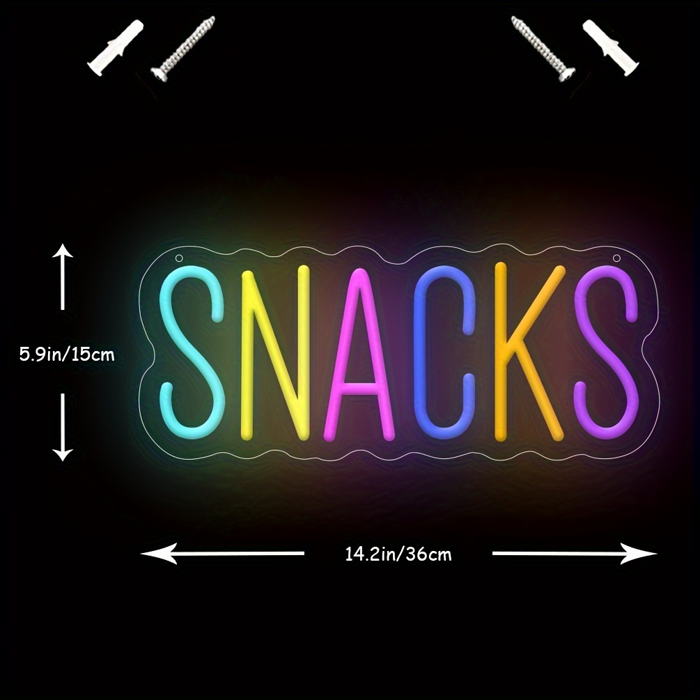 1 pc Colourful Snacks Neon LED Sign, Snack Bar Signs for Artistic Wall Decoration, Great for parties, cake and candy shops, snack bars, coffee bars, bedrooms, pubs, shops, friends gatherings wall decorations, 5V USB Power Supply - 图片 3