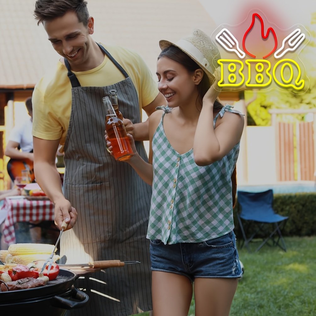 1 pc BBQ Neon Signs BBQ Neon Dimmable LED Signs, Great for Home Parties, BBQ Shops, Restaurants, Beer Bars, Friends Gatherings Wall Decorations, USB Powered Illuminated Sign Hanging Unit, Wall Mounted LED Lights, 5V USB Power Supply - 图片 6