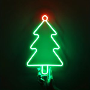 1 pc Christmas Tree Wall Neon Decoration, Dimmable LED Christmas Ambiance Wall Decoration Neon Sign, perfect for Christmas parties, bedrooms, birthday parties, pubs, shops, games rooms, clubs, rooms, friends party wall decorations, as a first choice for friends' family birthdays, Christmas gifts, USB powered illuminated sign hanging device, 5V USB power supply