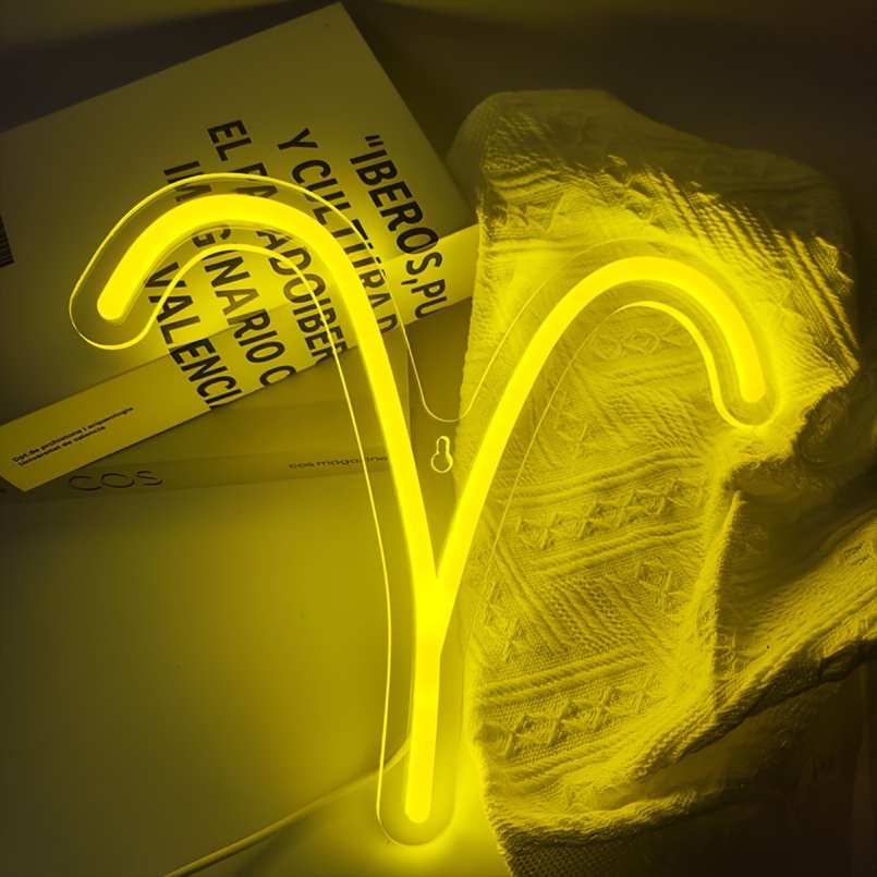 1 pc The Aries LED Neon Sign, Astrology Horoscope Ambiance Wall Decoration Neon Sign for Home, Party, Living Room, Bar, Club, Game Room, as Birthday, Holiday Gift, Bedroom and Home Wall Decoration, USB Powered Illuminated Sign Hanging Unit, 5V USB Power Supply