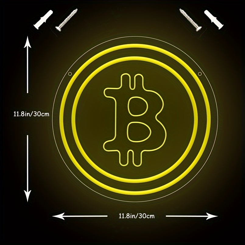 1 pc Bitcoin LED neon sign, 3D engraving, virtual currency ambient wall decoration neon sign for shops, banks, financial companies, bars, parties, offices, game rooms, families, clubs, living rooms, bedrooms, and home wall decorations, preferred as friends and family's birthdays, Bitcoin hobby gifts, USB powered illuminated sign hanging device, 5V USB power supply - 图片 3