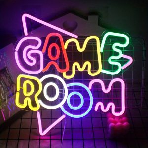 1 pc Game Room LED Neon Sign, Ambient Wall Decoration Neon Sign for video game themed parties, game rooms, homes, living rooms, bars, clubs, bedrooms and home wall decorations, preferred as birthday and holiday gifts for friends and family, USB Powered Illuminated Sign Hanging Unit, 5V USB Power Supply