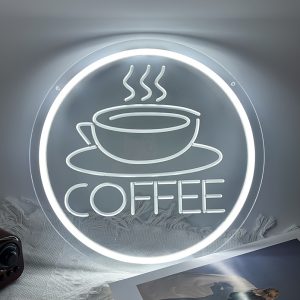 1 pc Coffee Cup LED Neon Sign, 3D Engraving, Ambient Wall Decoration Neon Sign for Shops, Restaurants, Parties, Coffee Shops, Bars, Offices, Families, Clubs, Living Rooms, Bedrooms and Home Wall Decorations, Preferred for Friends and Family's Birthdays and Festivals Gifts, USB Powered Illuminated Sign Hanging Unit, 5V USB Power Supply