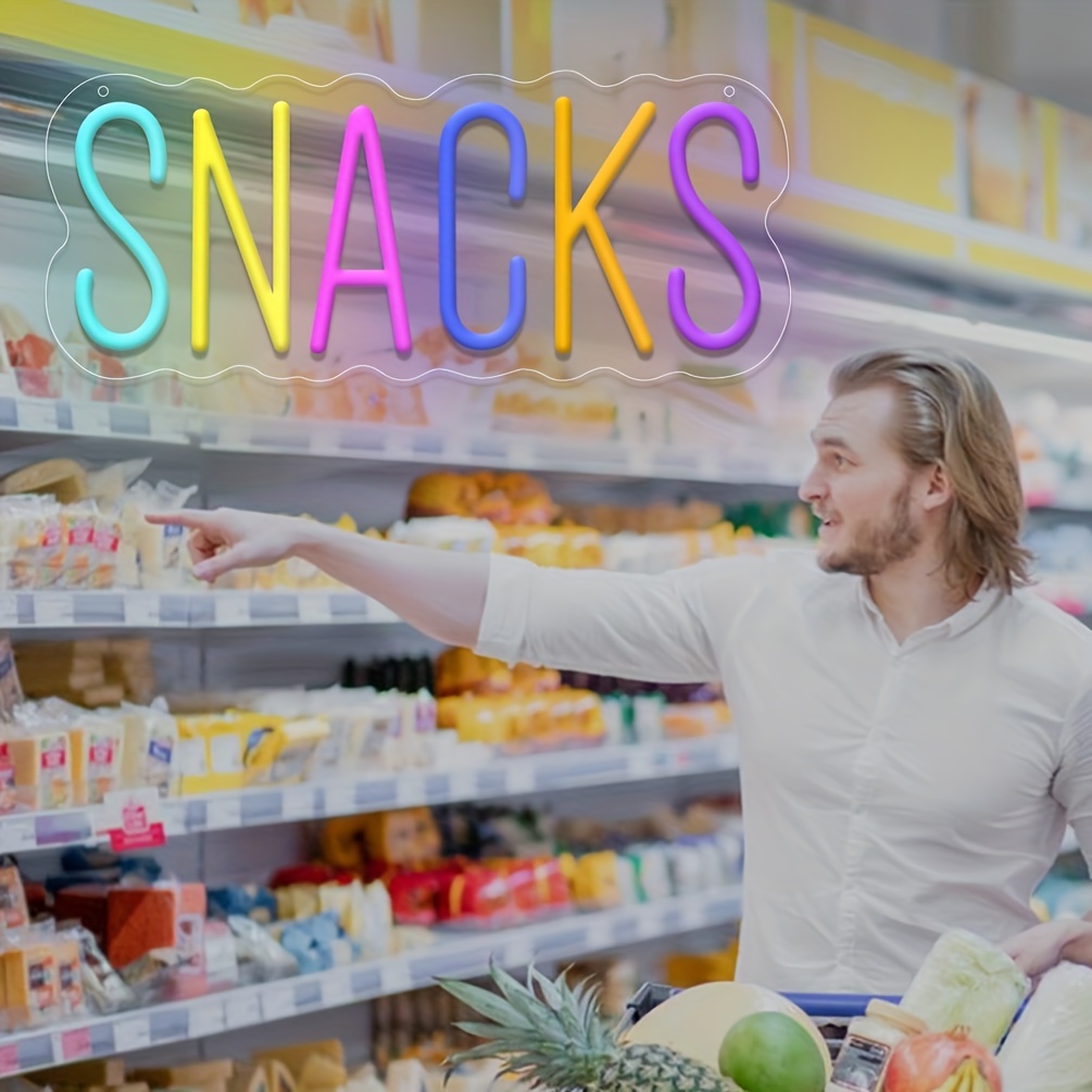 1 pc Colourful Snacks Neon LED Sign, Snack Bar Signs for Artistic Wall Decoration, Great for parties, cake and candy shops, snack bars, coffee bars, bedrooms, pubs, shops, friends gatherings wall decorations, 5V USB Power Supply - 图片 6