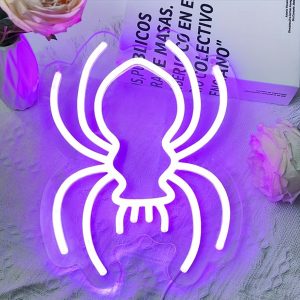 1 pc Purple Spider Halloween Wall Neon Decoration, Dimmable LED Halloween Ambiance Wall Decoration Neon Sign, great for Halloween parties, bedrooms, birthday parties, pubs, shops, games rooms, clubs, rooms, friends party wall decorations, as a first choice for friends' family birthday and Halloween gifts, USB powered light up sign hanging device, 5V USB power supply