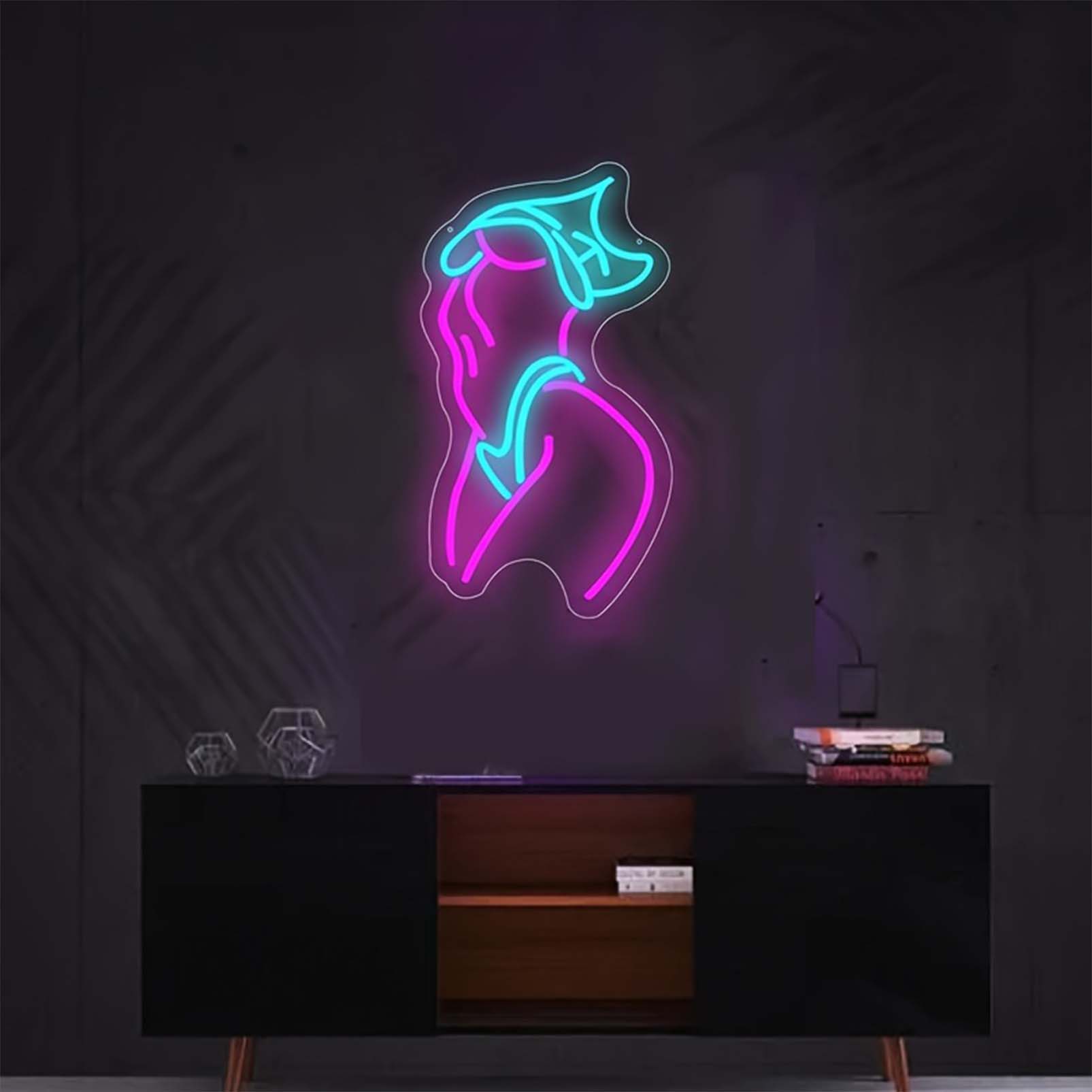 1 pc Lady Body LED Neon Sign, Ambient Wall Decoration Neon Sign for parties, game rooms, homes, clubs, living rooms, bars, bedrooms and home wall decorations, preferred as a gift, USB Powered Illuminated Sign Hanging Unit, 5V USB Power Supply - 图片 6