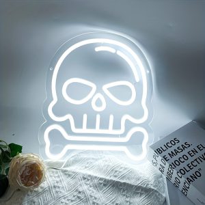 1 pc Skull LED Neon Sign, Ambient Wall Decoration Neon Sign for Halloween Parties, Game Rooms, Families, Living Rooms, Bars, Clubs, Bedrooms and Home Wall Decorations, Preferred as a gift for friends and family on birthdays and Halloween festivals, USB Powered Illuminated Sign Hanging Unit, 5V USB Power Supply