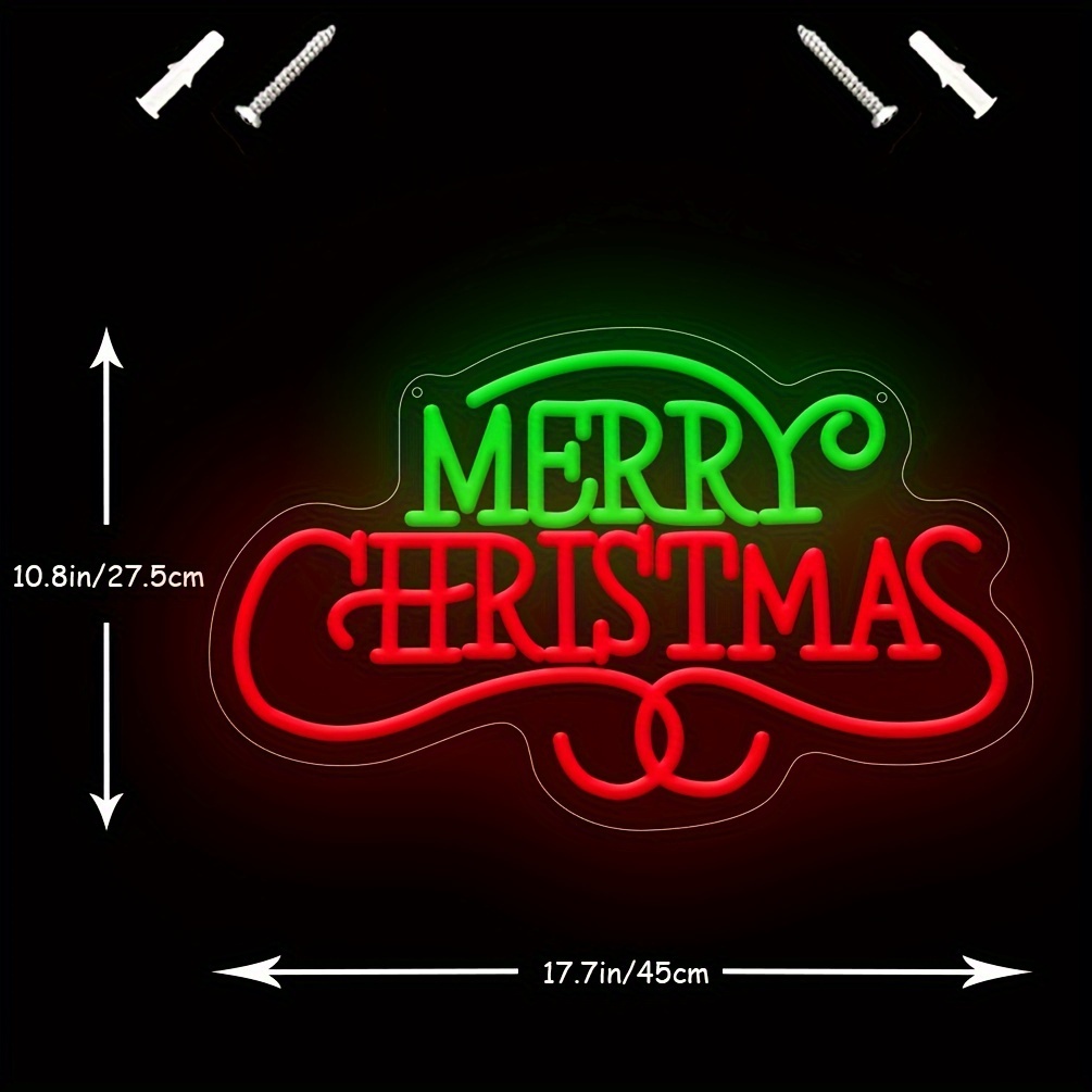 1 pc Merry Christmas LED Neon Sign, Personalised Gifts, Christmas Wall Decoration Lights, Great for Christmas Parties, Bedrooms, Hotels, Cafes, Entertainment Rooms, Shops, Living Room Wall Decorations, Wall Mounted LED Lights, 5V USB Power Supply - 图片 3