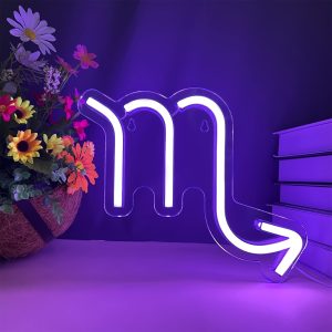 1 pc The Scorpio LED Neon Sign, Astrology Horoscope Ambiance Wall Decoration Neon Sign for Home, Party, Living Room, Bar, Club, Game Room, as Birthday, Holiday Gift, Bedroom and Home Wall Decoration, USB Powered Illuminated Sign Hanging Unit, 5V USB Power Supply
