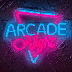 1 pc Arcade Night LED Neon Sign, Ambient Wall Decor Neon Sign for Home, Party, Living Room, Bar, Club, Game Room, as Birthday, Holiday Gift, Bedroom and Home Wall Decoration, USB Powered Illuminated Sign Hanging Unit, 5V USB Power Supply
