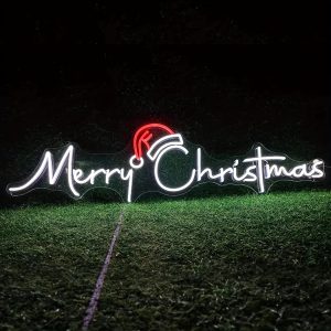 1 pc Merry Christmas Wall Neon Decoration, Dimmable LED Christmas Ambiance Wall Decoration Neon Sign, perfect for Christmas parties, bedrooms, birthday parties, pubs, shops, games rooms, clubs, rooms, friends party wall decorations, as a friend's family birthday, Christmas gift preferred, USB powered light up sign hanging unit, 5V USB power supply