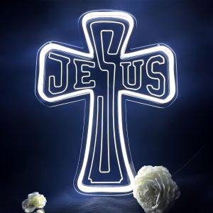 1 pc Cross LED Neon Sign, 3D Engraving, Ambient Wall Decoration Neon Sign for Wedding, Party, Christmas, Easter, Bar, Office, Home, Club, Living Room, Bedroom and Home Wall Decoration, Preferred as Birthday, Holiday Gift for Friends and Family, USB Powered Illuminated Sign Hanging Unit, 5V USB Power Supply