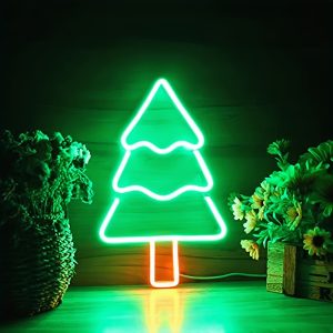 1 pc Christmas Tree Wall Neon Sign, Dimmable LED Christmas Atmosphere Wall Decor Neon Sign, Perfect for Christmas Parties, Bedrooms, Birthday Parties, Bars, Shops, Game Rooms, Clubs, Rooms, Friends Gatherings Wall Decor, Top Choice as Birthday or Christmas Gift for Friends and Family, USB-Powered Illuminated Sign Hanging Kit, 5V USB Power Supply