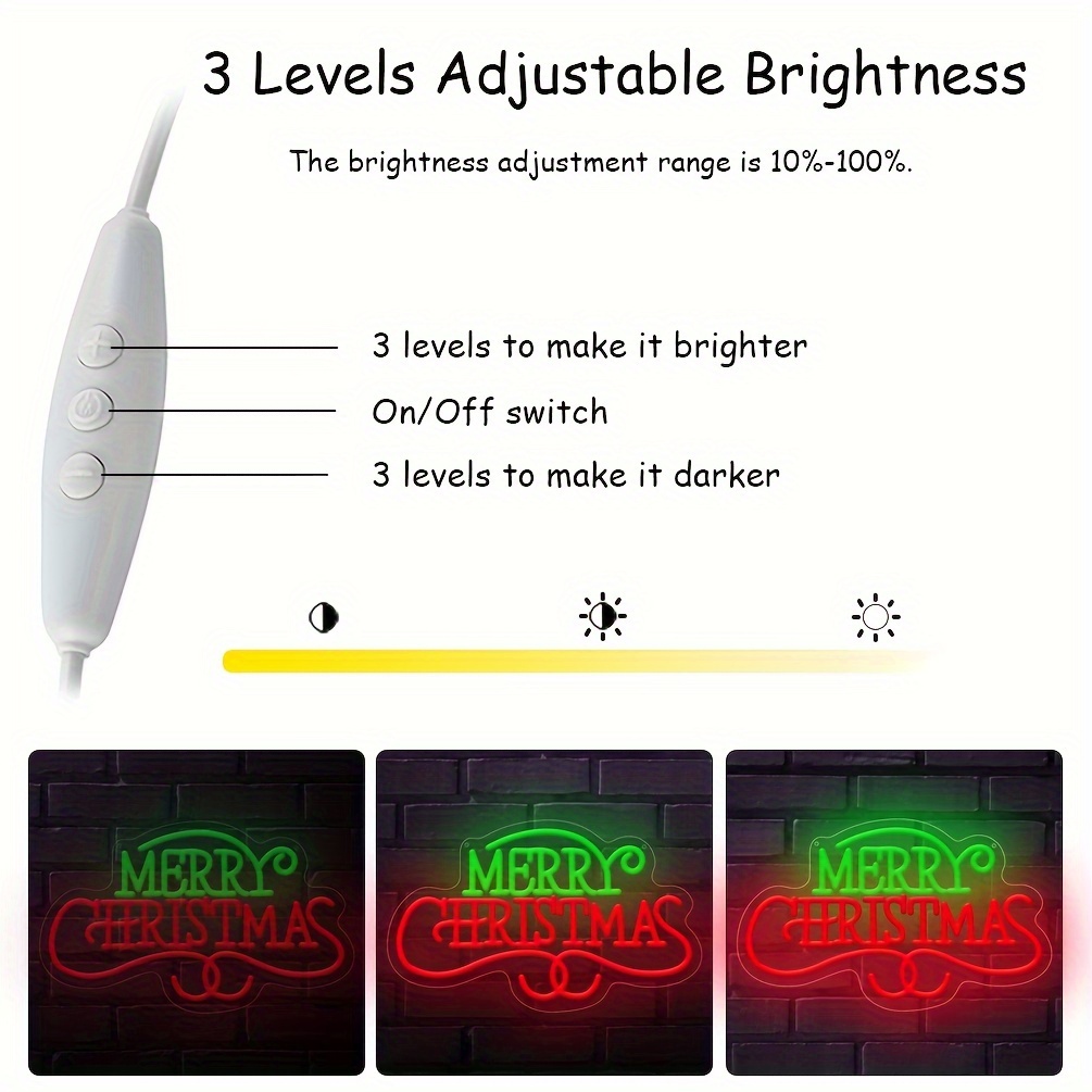 1 pc Merry Christmas LED Neon Sign, Personalised Gifts, Christmas Wall Decoration Lights, Great for Christmas Parties, Bedrooms, Hotels, Cafes, Entertainment Rooms, Shops, Living Room Wall Decorations, Wall Mounted LED Lights, 5V USB Power Supply - 图片 5