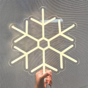 1 pc Christmas Snowflake Wall Neon Sign, Dimmable LED Christmas Atmosphere Wall Decor Neon Sign, Perfect for Christmas Parties, Bedrooms, Birthday Parties, Bars, Shops, Game Rooms, Clubs, Rooms, Friends Gatherings Wall Decor, Top Choice as Birthday or Christmas Gift for Friends and Family, USB-Powered Illuminated Sign Hanging Kit, 5V USB Power Supply