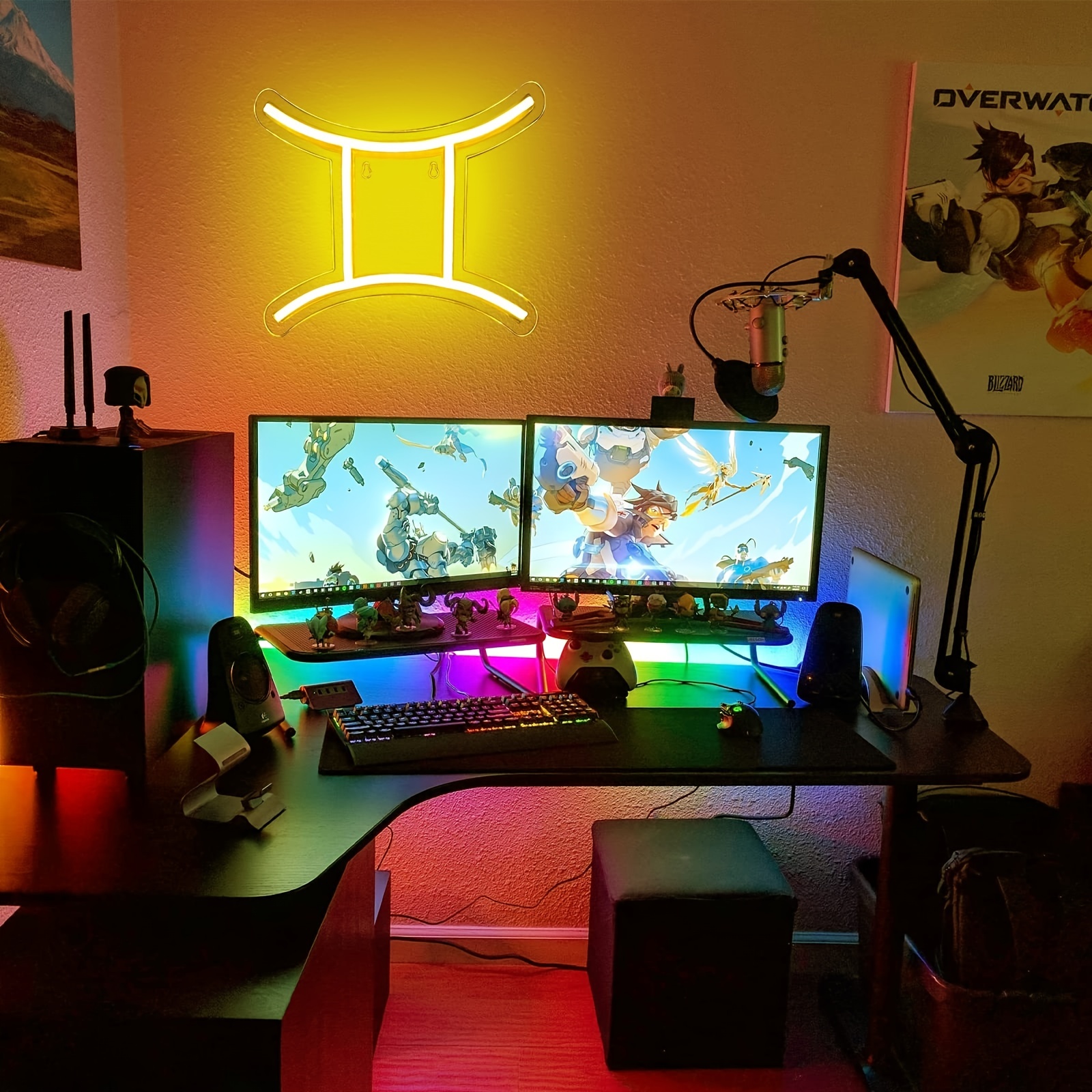 1 pc The Gemini LED Neon Sign, Astrology Horoscope Ambiance Wall Decoration Neon Sign for Home, Party, Living Room, Bar, Club, Game Room, as Birthday, Holiday Gift, Bedroom and Home Wall Decoration, USB Powered Illuminated Sign Hanging Unit, 5V USB Power Supply - 图片 6