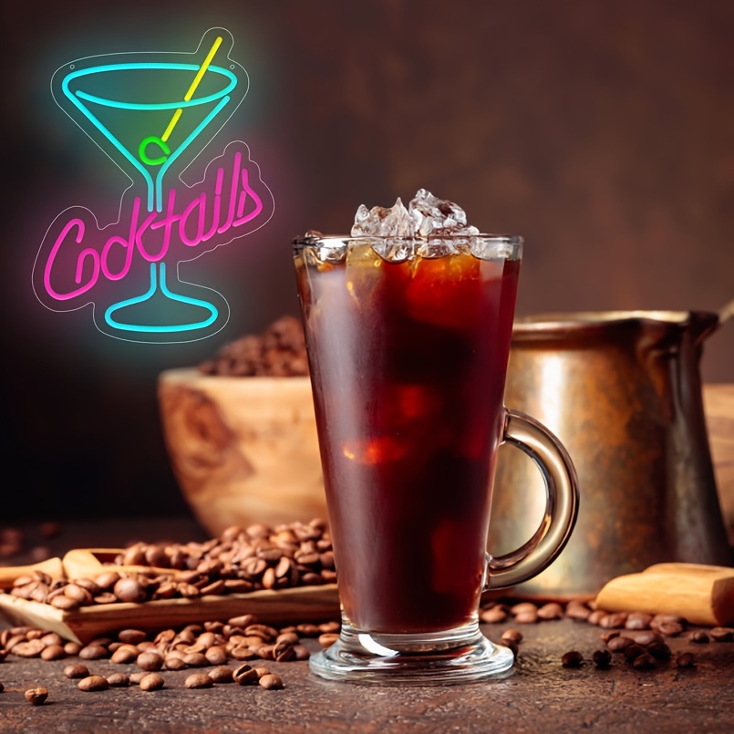 1 pc Cocktails LED Neon Sign, Wall Decoration Neon Sign for Parties, Home, Bars, Men's Caves, Bedroom and Home Wall Decoration, 5 V USB Power Supply - 图片 6