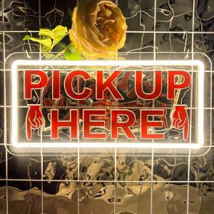 1 pc Pick Up Here Neon Sign, 3D Engraving, UV Printing LED Neon, suitable for use in shops, convenience stores, bedrooms, living rooms, pubs, Valentine's Day, wedding decorations, unique and ideal gift for coffee shops, parties, clubs, etc.