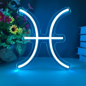 1 pc The Pisces LED Neon Sign, Astrology Horoscope Ambiance Wall Decoration Neon Sign for Home, Party, Living Room, Bar, Club, Game Room, as Birthday, Holiday Gift, Bedroom and Home Wall Decoration, USB Powered Illuminated Sign Hanging Unit, 5V USB Power Supply