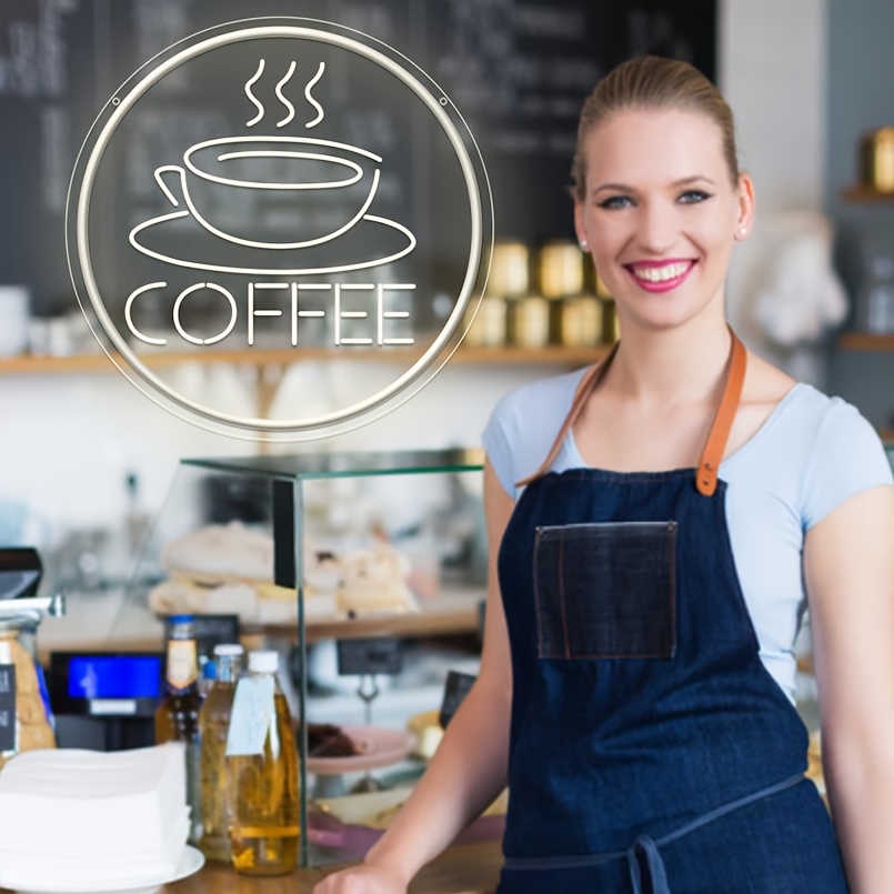 1 pc Coffee Cup LED Neon Sign, 3D Engraving, Ambient Wall Decoration Neon Sign for Shops, Restaurants, Parties, Coffee Shops, Bars, Offices, Families, Clubs, Living Rooms, Bedrooms and Home Wall Decorations, Preferred for Friends and Family's Birthdays and Festivals Gifts, USB Powered Illuminated Sign Hanging Unit, 5V USB Power Supply - 图片 2