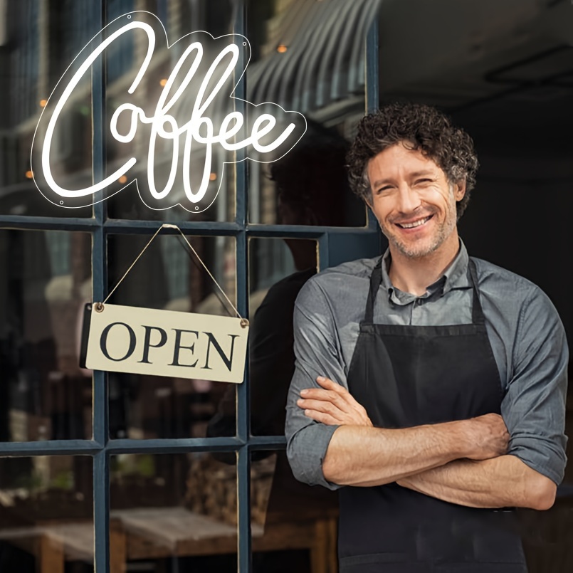 1 pc Coffee LED neon sign, ambient wall decoration neon sign for coffee shops, theme parties, living rooms, bars, clubs, hotels, clubs, as a birthday, holiday gift, bedroom and home wall decoration, USB powered illuminated sign hanging device, 5V USB power supply - 图片 2