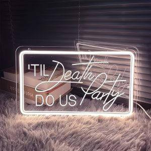 1 pc Til Death Do Us LED Neon Sign, 3D Engraving, Ambient Wall Decoration Neon Sign for weddings, bars, parties, offices, homes, clubs, living rooms, bedrooms and home wall decorations, preferred choice for friends and family's birthday and holiday gifts, USB Powered Illuminated Sign Hanging Unit, 5V USB Power Supply