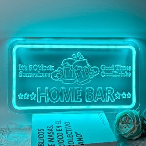1 pc Ice Blue HOME BAR LED Neon Sign, 3D Engraving, Beer Mug Ambiance Wall Decoration Neon Sign for bars, parties, offices, game rooms, homes, clubs, living rooms, bedrooms and home wall decorations, preferred as birthday and holiday gifts for friends and family, USB Powered Illuminated Sign Hanging Unit, 5V USB Power Supply