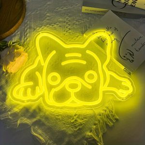 1 pc French Bulldog LED Neon Sign, Ambient Wall Decor Neon Sign for Home, Pet Shop, Party, Living Room, Game Room, as Birthday, Holiday Gift, Bedroom and Home Wall Decor Neon Sign, 5 V USB Power Supply