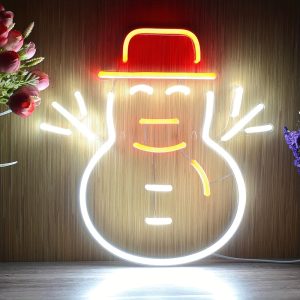 1 pc Christmas Snowman Wall Neon Sign Decoration, Dimmable LED Christmas Atmosphere Wall Decor Neon Sign, Perfect for Christmas Parties, Bedrooms, Birthday Parties, Bars, Shops, Game Rooms, Clubs, Rooms, Friends Gatherings Wall Decor, Top Choice as a Gift for Friends' Birthdays or Christmas, USB-powered illuminated sign hanging kit, 5V USB power supply