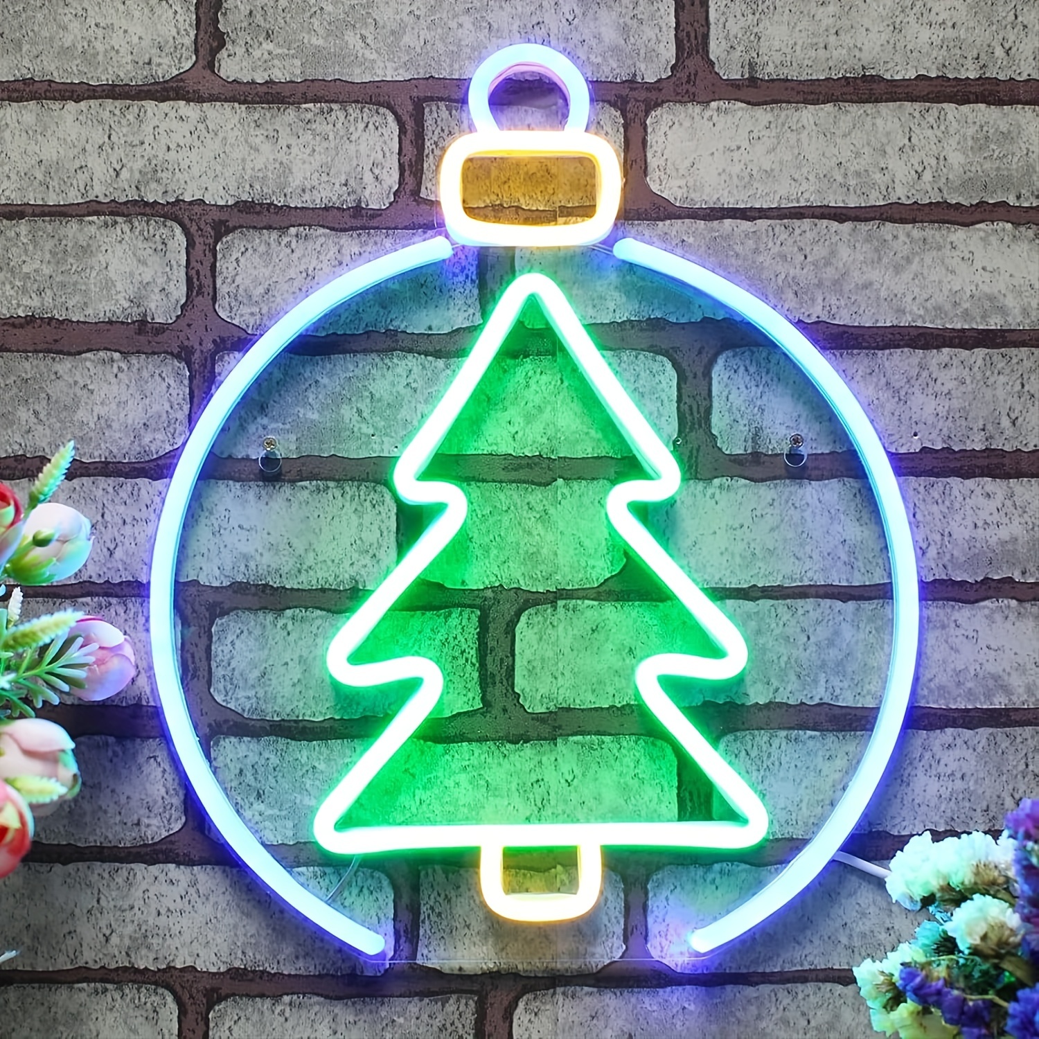 1 pc Christmas Tree Wall Neon Sign, Dimmable LED Christmas Atmosphere Wall Decor Neon Sign, Perfect for Christmas Parties, Bedrooms, Birthday Parties, Bars, Shops, Game Rooms, Clubs, Rooms, Friends Gatherings Wall Decor, Top Choice as Birthday or Christmas Gift for Friends and Family, USB-Powered Illuminated Sign Hanging Kit, 5V USB Power Supply - 图片 5