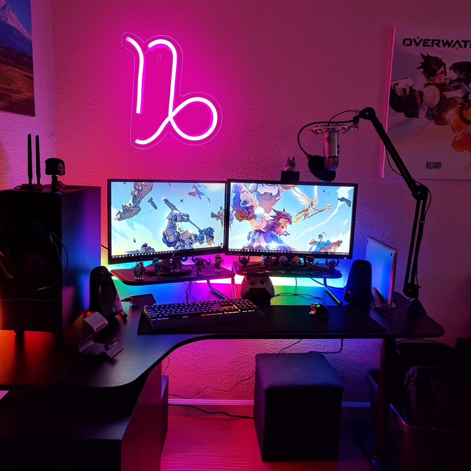 1 pc The Capricorn LED Neon Sign, Astrology Horoscope Ambiance Wall Decoration Neon Sign for Home, Party, Living Room, Bar, Club, Game Room, as Birthday, Holiday Gift, Bedroom and Home Wall Decoration, USB Powered Illuminated Sign Hanging Unit, 5V USB Power Supply - 图片 6