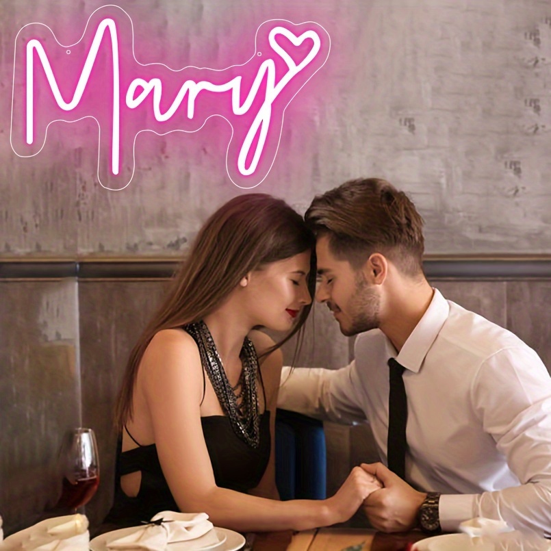 1 pc Rose Mary LED Neon Sign, Wall Decoration Neon Sign for Family, Wedding, Engagement, Living Room, Birthday Party Gifts, Bedroom and Home Wall Decoration, 5 V USB Power Supply - 图片 6