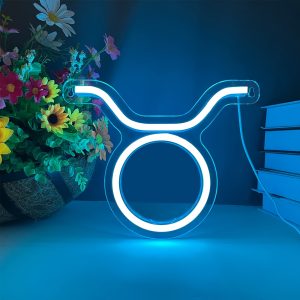 1 pc The Taurus LED Neon Sign, Astrology Horoscope Ambiance Wall Decoration Neon Sign for Home, Party, Living Room, Bar, Club, Game Room, as Birthday, Holiday Gift, Bedroom and Home Wall Decoration, USB Powered Illuminated Sign Hanging Unit, 5V USB Power Supply