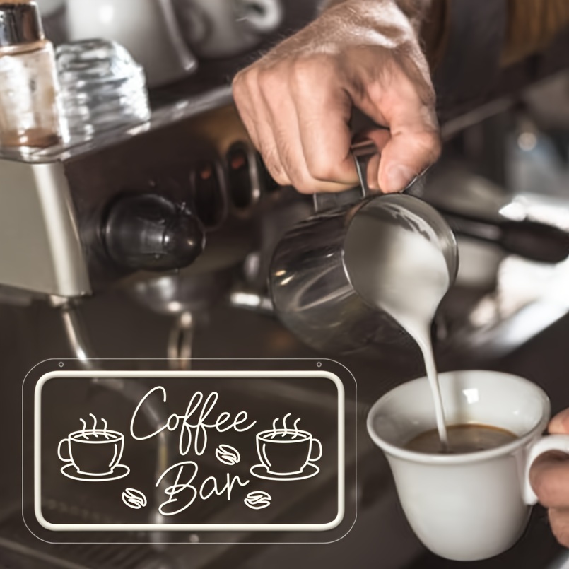 1 pc Coffee Bar LED Neon Sign, 3D Engraving, Ambient Wall Decoration Neon Sign for Cafes, Parties, Bars, Offices, Families, Clubs, Living Rooms, Bedrooms and Home Wall Decorations, Preferred as Birthday and Holiday Gifts for Friends and Families, USB Powered Illuminated Sign Hanging Unit, 5V USB Power Supply - 图片 6