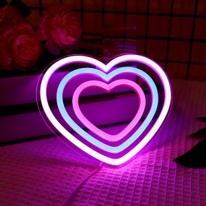 1 pc Heart LED neon sign, ambient wall decor neon sign for home, party, living room, dining room, as a birthday, valentine's day gift, bedroom and home wall decor neon sign, 5V USB power supply