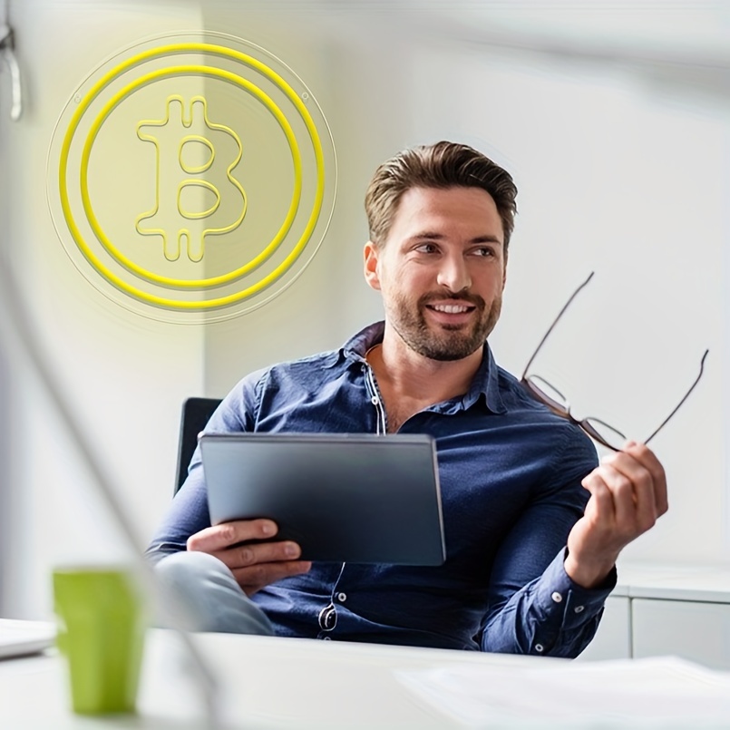 1 pc Bitcoin LED neon sign, 3D engraving, virtual currency ambient wall decoration neon sign for shops, banks, financial companies, bars, parties, offices, game rooms, families, clubs, living rooms, bedrooms, and home wall decorations, preferred as friends and family's birthdays, Bitcoin hobby gifts, USB powered illuminated sign hanging device, 5V USB power supply - 图片 6