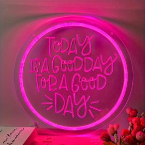 1 pc Today Is A Good Day For A Good Day LED Neon Sign, 3D Engraving, Ambient Wall Decoration Neon Sign for Hair Salon, Party, Office, Game Room, Family, Club, Living Room, Bar, Bedroom and Home Wall Decoration, Preferred as Birthday and Holiday Gift for Friends and Family, USB Powered Illuminated Sign Hanging Device, 5V USB Power Supply