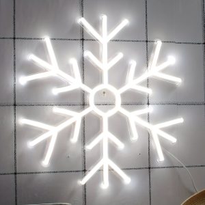 1 pc Snowflake Wall Neon Decoration, Dimmable LED Christmas Ambiance Wall Decoration Neon Sign, perfect for Christmas parties, bedrooms, birthday parties, pubs, shops, games rooms, clubs, rooms, friends party wall decorations, as a friend's family birthday, Christmas gift preferred, USB powered light up sign hanging unit, 5V USB power supply