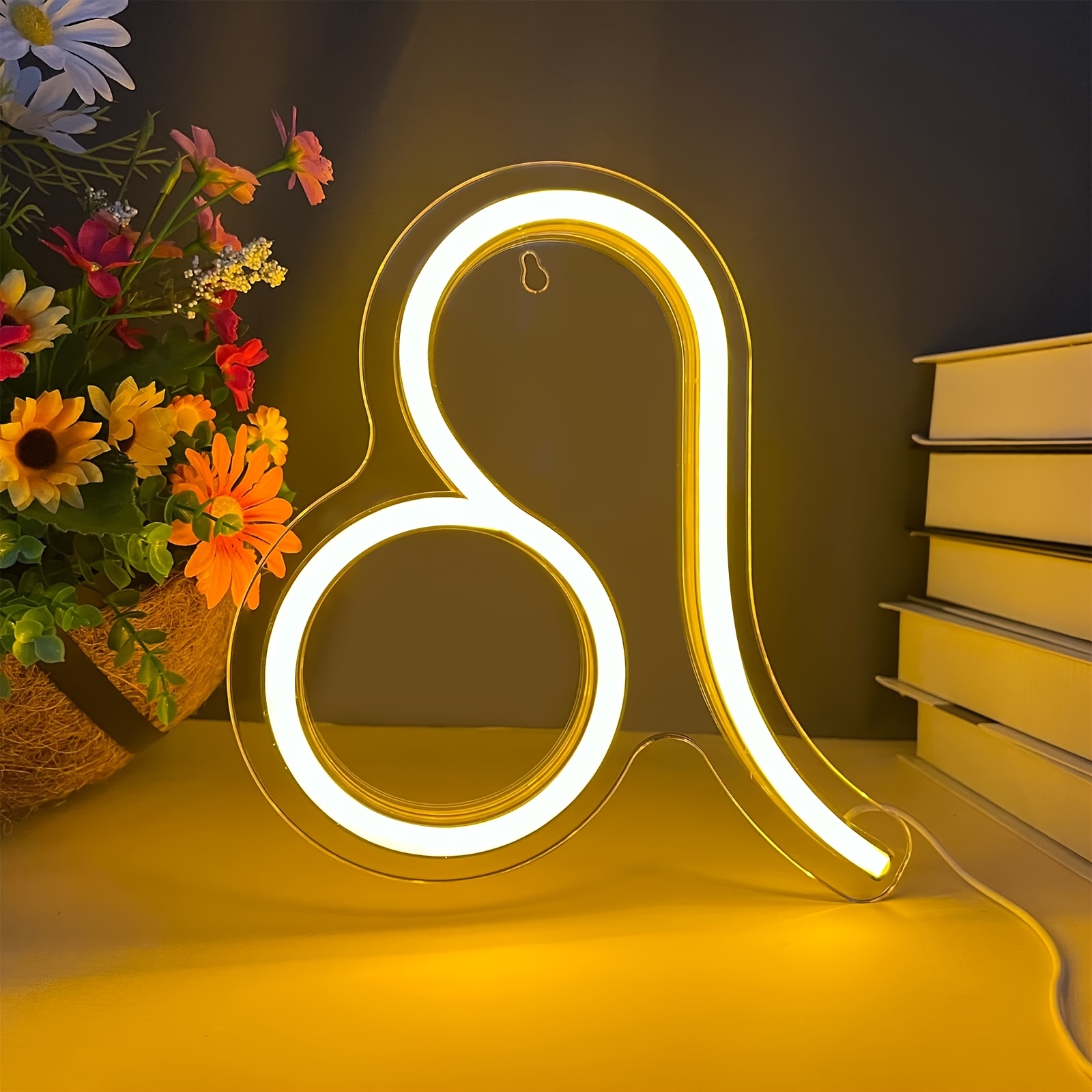 1 pc The Leo LED Neon Sign, Astrology Horoscope Ambiance Wall Decoration Neon Sign for Home, Party, Living Room, Bar, Club, Game Room, as Birthday, Holiday Gift, Bedroom and Home Wall Decoration, USB Powered Illuminated Sign Hanging Unit, 5V USB Power Supply