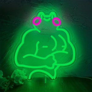 1 pc Funny Frog LED neon sign, ambient wall decoration neon sign for party, office, gym, game room, home, club, living room, bar, bedroom and home wall decorations, as a friend's family birthday, Thanksgiving gift first choice, USB powered light up sign hanging device, 5V USB power supply