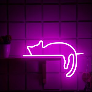 1 pc rose cat LED neon sign, cute space ambience wall decoration neon sign for home, party, living room, game room, cat lovers, children's living room, as birthday, holiday gift, bedroom and home wall decoration neon sign, 5 V USB power supply