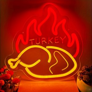 1 pc Thanksgiving Turkey LED Neon Sign, Dimmable Creative Art Strip Lights, Wall Decoration Neon Sign, Perfect for Home Parties, Autumn Harvest Celebrations, Bedrooms, Hotels, Cafes, Recreation Rooms, Shops, Living Rooms, 5V USB Power Supply