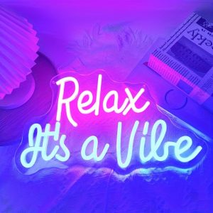 1 pc Relax It's A Vibe LED Neon Sign, Wall Decoration Neon Illuminated Sign for Birthday Parties, Game Rooms, Shops, Bars, Clubs, Bedrooms and Home Wall Decoration Neon Sign, 5 V USB Power Supply