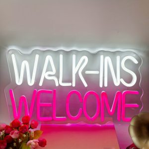 1 pc Walk Ins Welcome Neon LED Sign, Business Decorative Neon Sign, Great for Parties, Meeting Rooms, Bars, Shops, Coffee Shops, Friends Gatherings Wall Decoration, 5V USB Power Supply