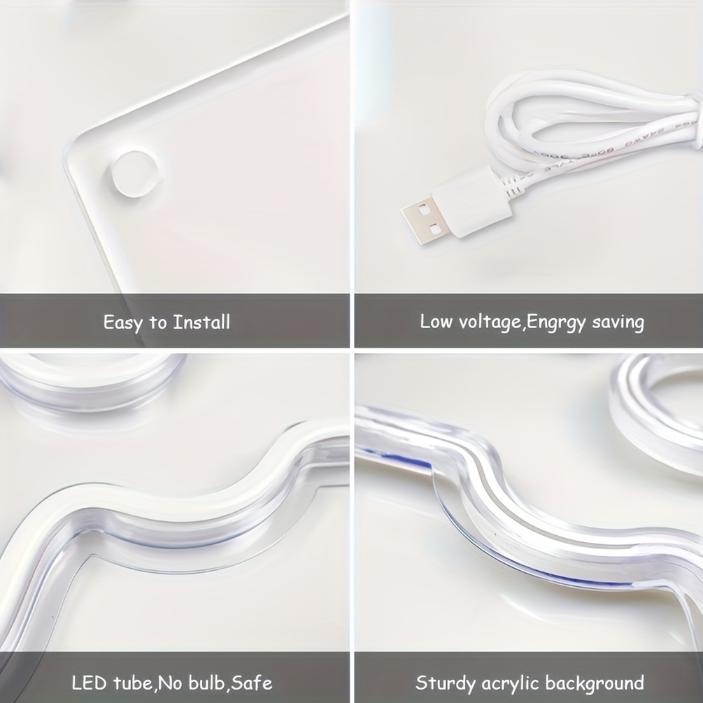 1 pc Always Forever Neon Sign White Letters LED Neon Lights, Wall Decoration White Letters Neon Sign, Great for wedding engagement party, bedroom, bar, club, room, friends gathering wall decoration, USB powered light up sign hanging device - 图片 7