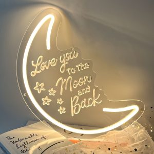 1 pc Love You To The Moon And Back LED neon sign, 3D engraving, ambient wall decoration neon sign for bars, parties, offices, homes, clubs, living rooms, bedrooms and home wall decorations, preferred choice for friends and family's birthday and holiday gifts, USB powered illuminated sign hanging device, 5V USB power supply